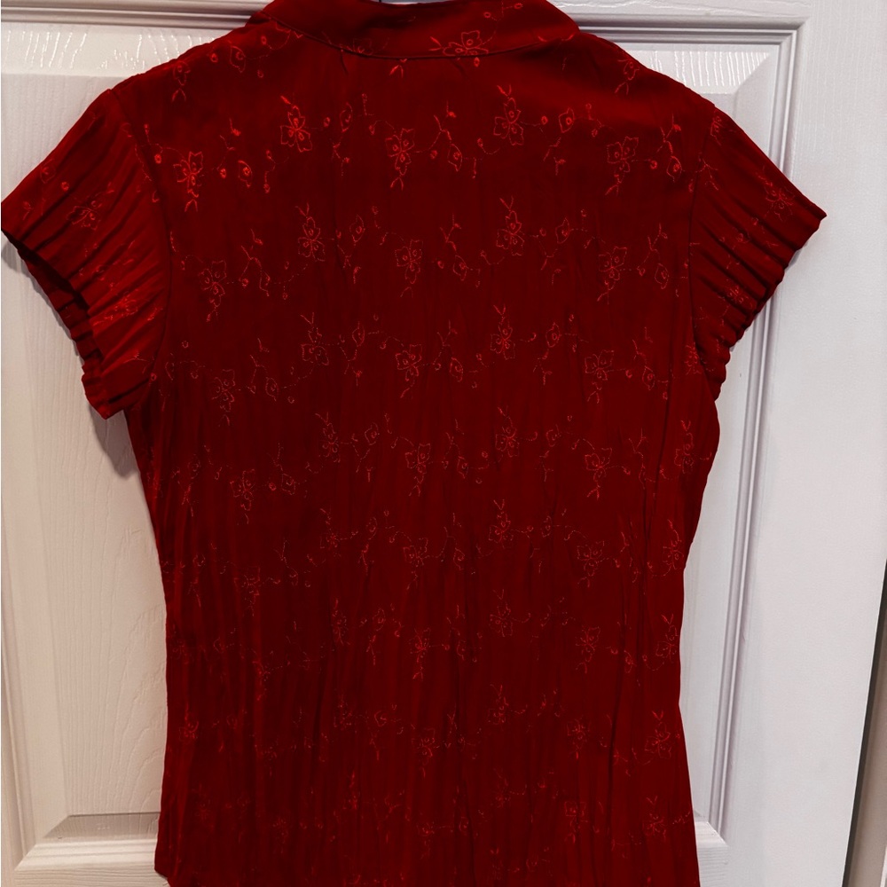 Fred David orange floral button-up blouse